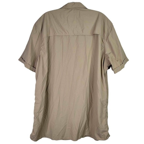 Eddie Bauer Travex Men's Button Down Shirt Size XLT Tall Khaki Beige SS Nylon - Picture 3 of 12